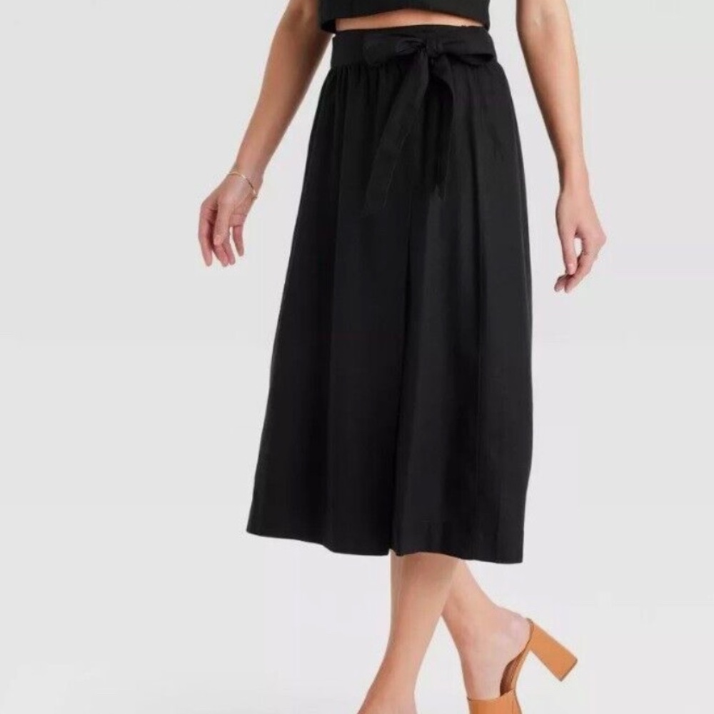 Target A New Day Brand Black Linen A-Line wrap skirt